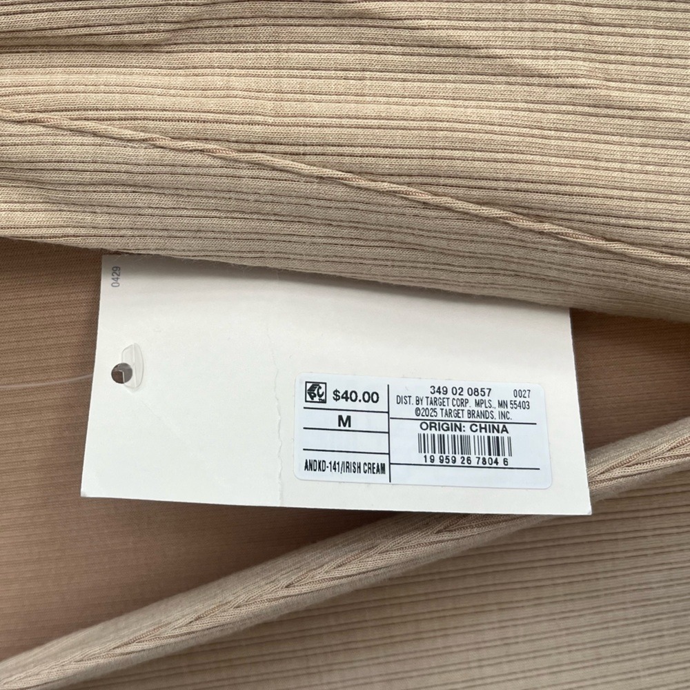 A New Day Short Cap Sleeve Ribbed Polo Midi Bodycon Dress Medium Irish Cream NWT - Picture 7 of 13